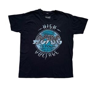 AC/DC High Voltage 1975 Concert Tour T-Shirt Unisex Black Hard Rock Size Medium